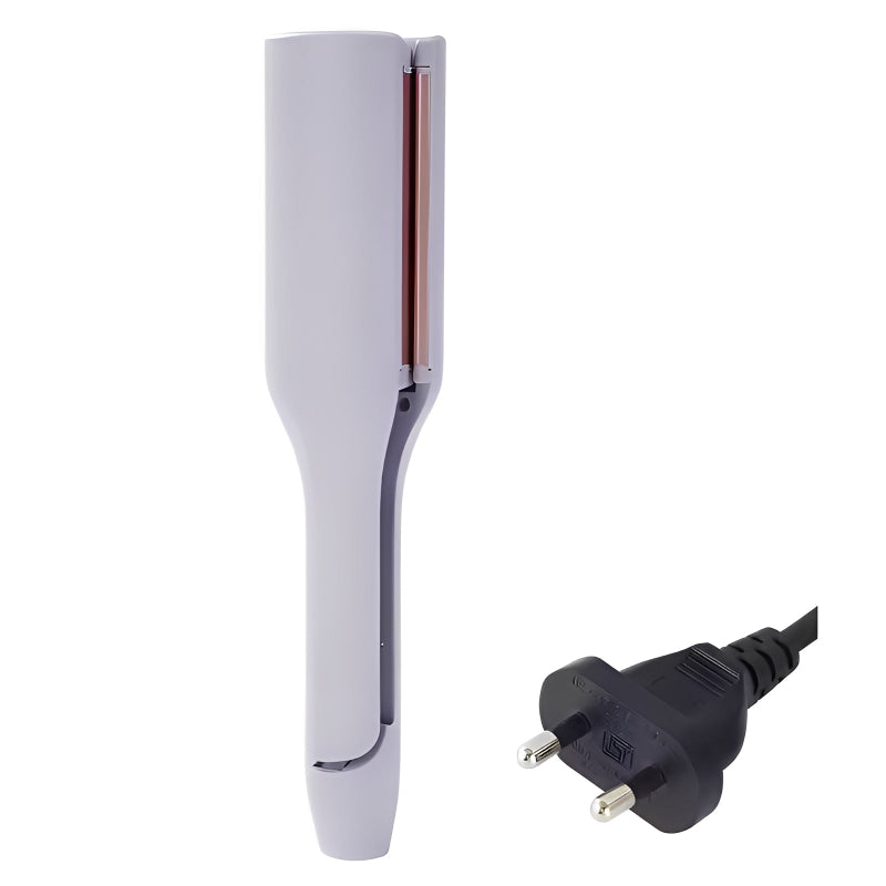 Purple hair curler with a plug on a white background