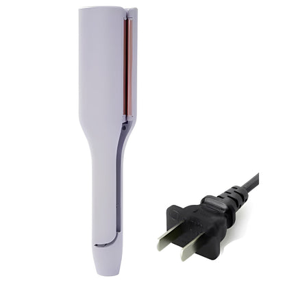Purple hair curler with a black plug on a white background