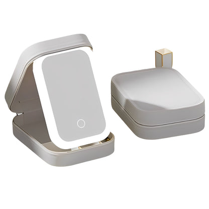 Foldable mirror with a compact case on a white background