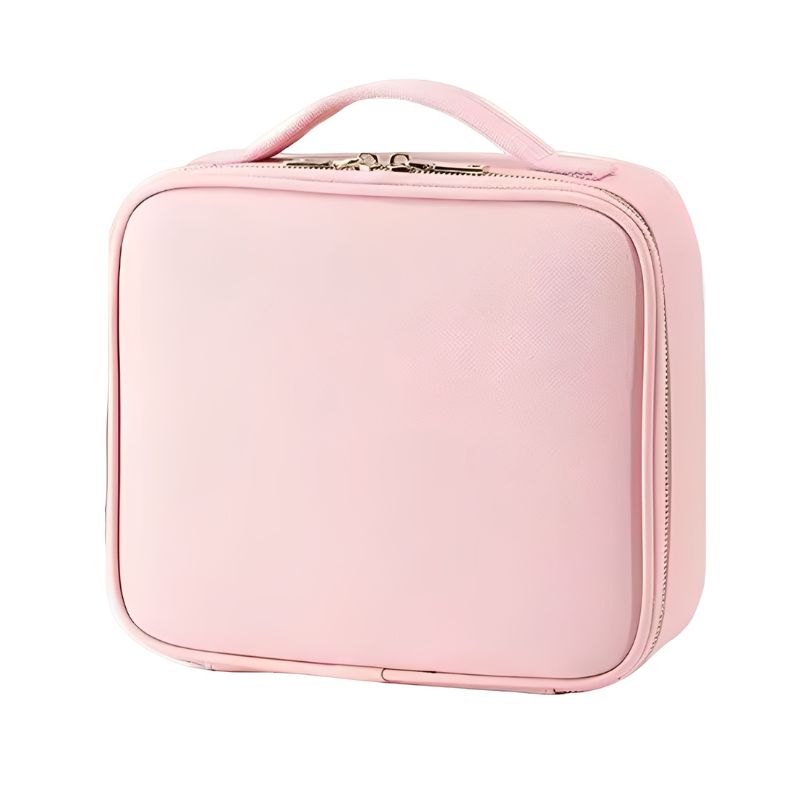 Pink cosmetic bag on a white background