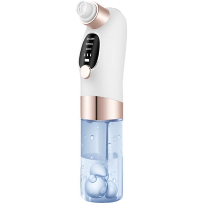 Portable pore cleaner with a white and rose gold design on a white background