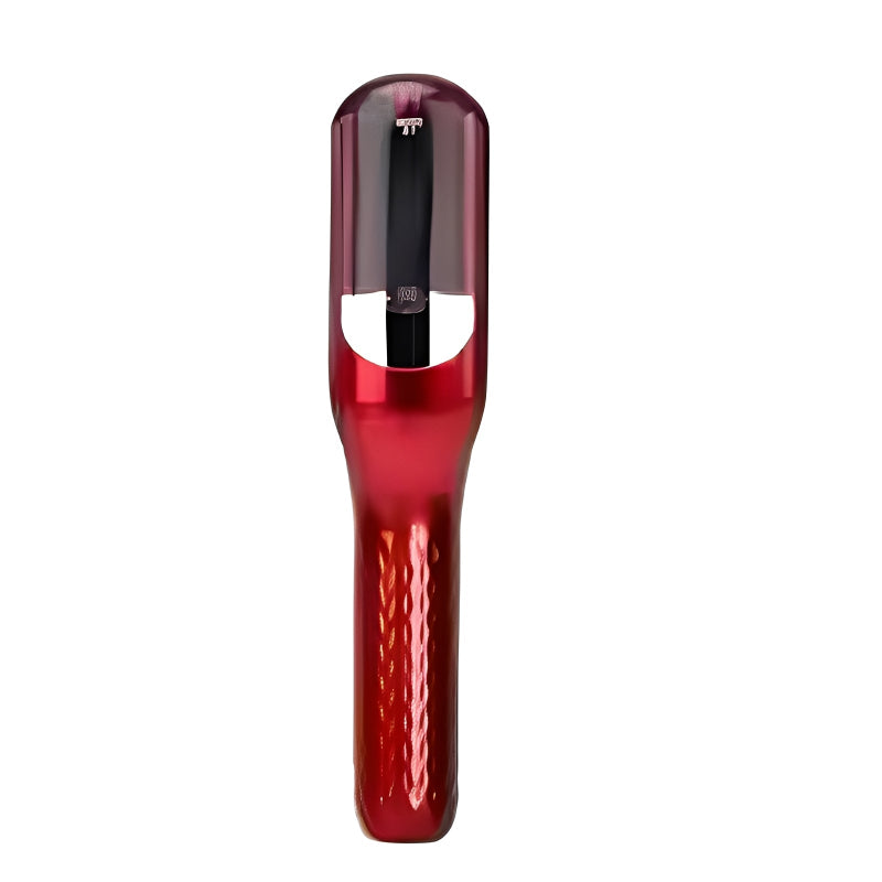 Red hair device with a textured handle on a white background