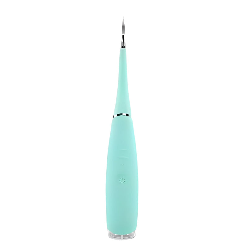 Turquoise electric toothbrush on a white background